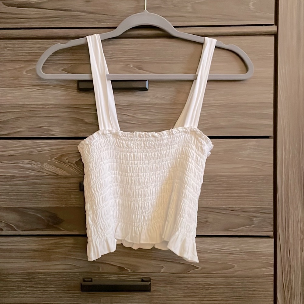 White scrunchy tube top